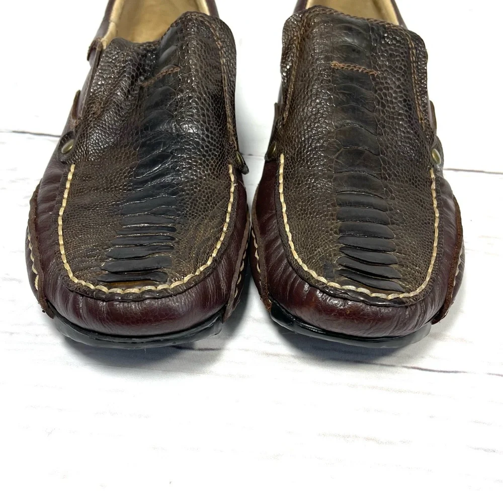 Belvedere Loafers Mens Size 9 Brown Genuine Ostrich Leather Driving Moc.‎